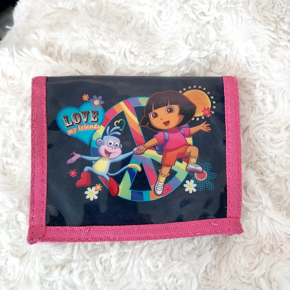 Nickelodeon Dora The Explorer & Friends Kids pink and blue folding wallet